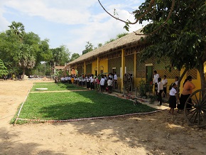 Kids lined up for Health Checks